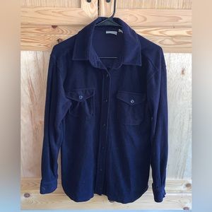 Laura Gayle navy blue soft fleece button front shacket shirt size M